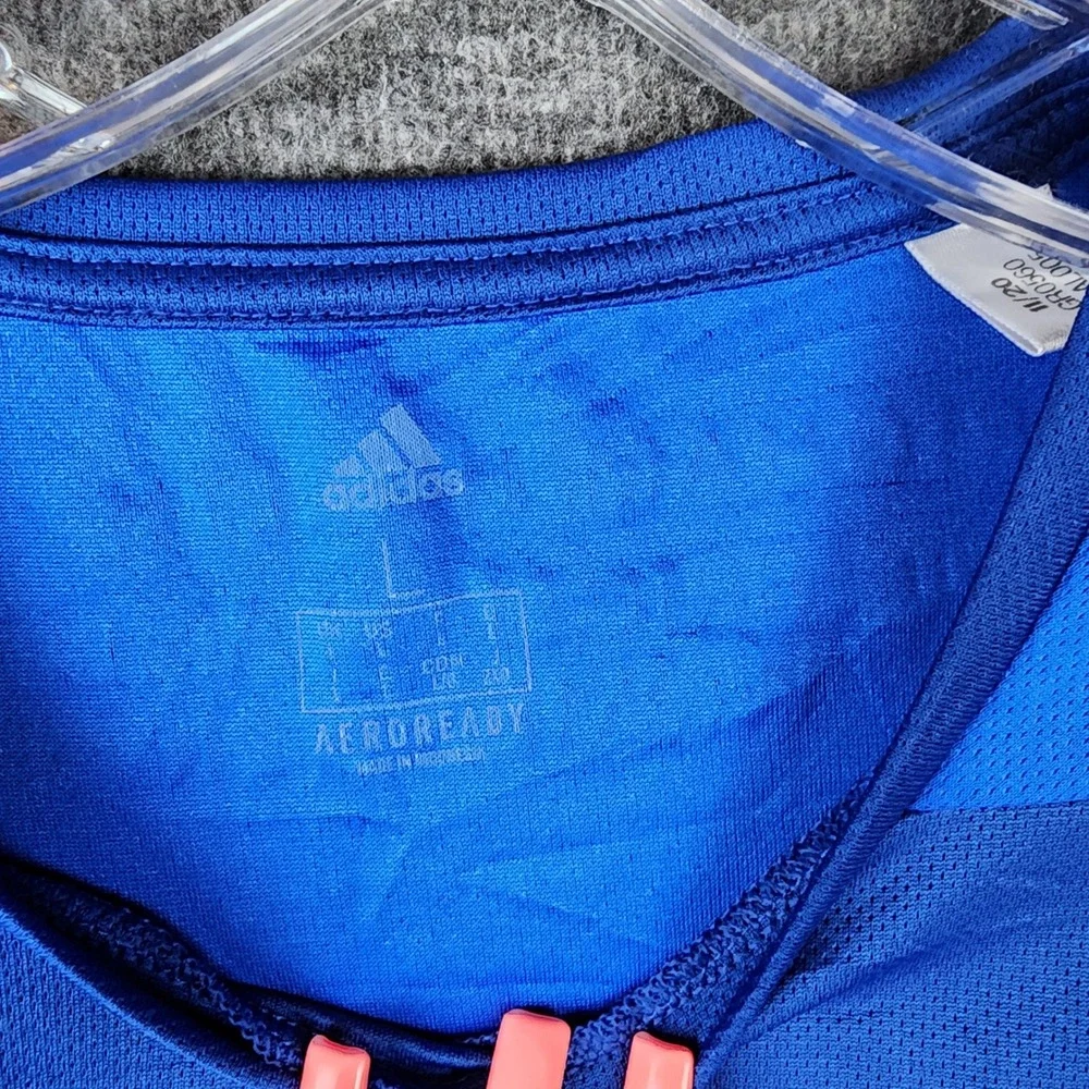 Adidas T-Shirt Mens L B.A.A. 10K Boston Athletic Association Blue Running EUC